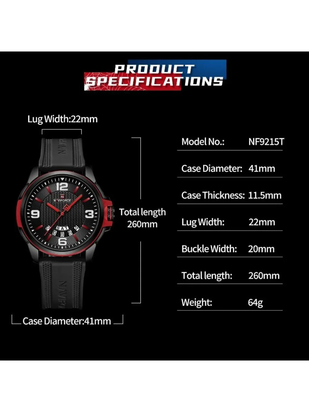 Unisex Black Red Analog Quartz Silicone Strap Military Waterproof Wrist Watch